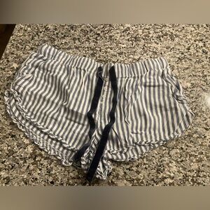 Aerie Blue and White Striped High Waist Shorts